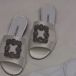 Manolo blanikh white bridal sandals
